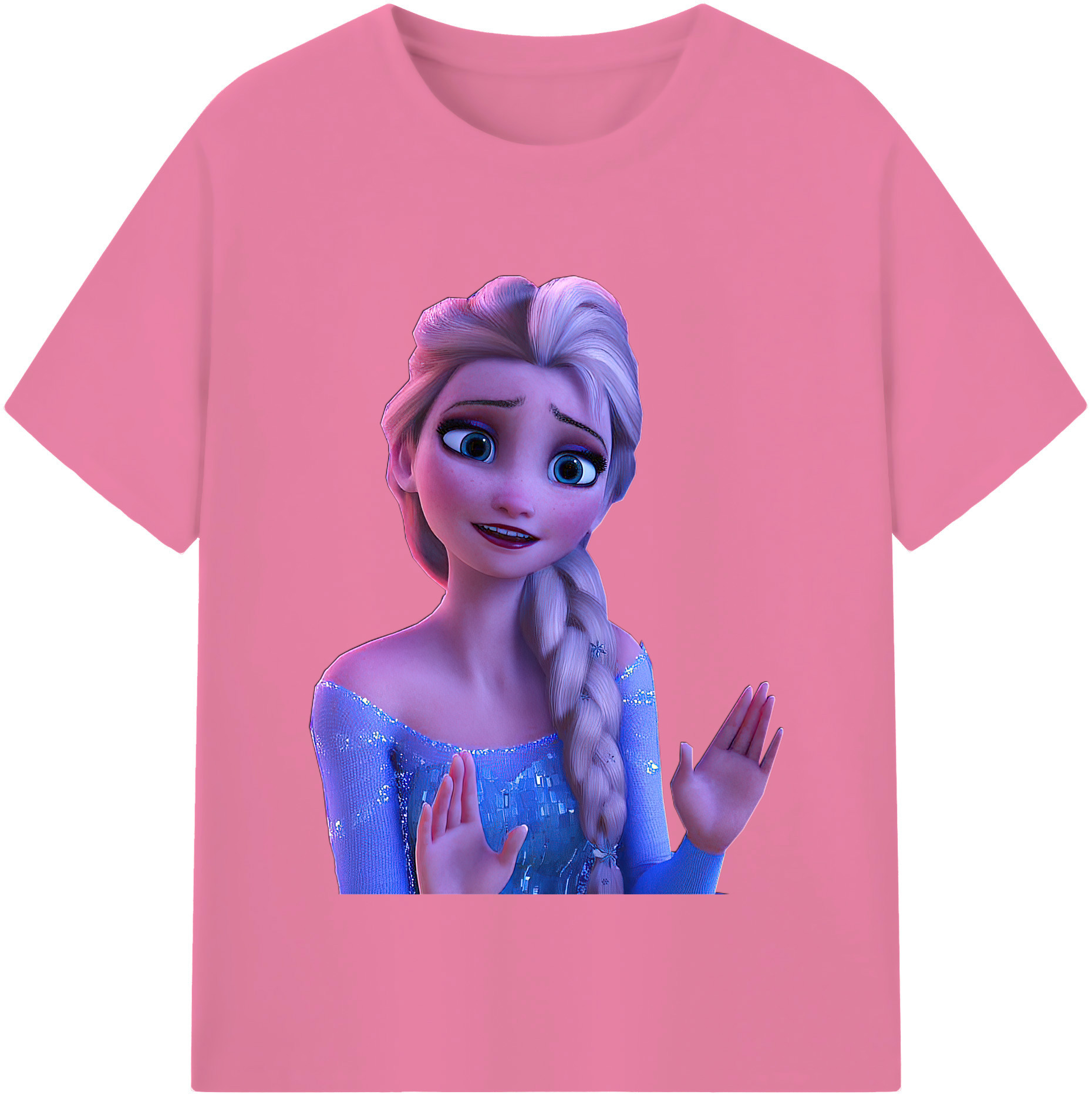 （画像用） アナと雪の女王 アンナ エルサ Frozen Anna Elsa 綿100％半袖Tシャツ（フロントプリント）